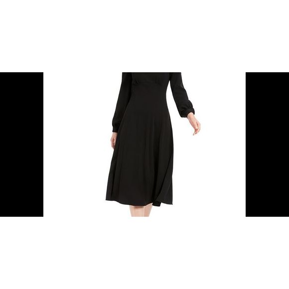 Calvin Klein Women's Puff Sleeve MIDI Dress Black Size 12 - Picture 2 of 4